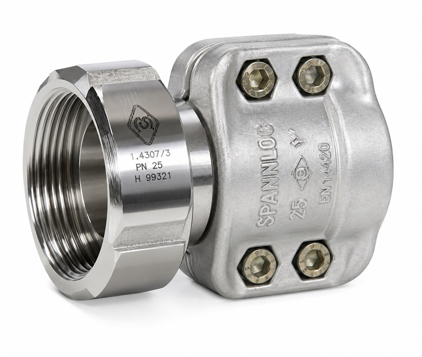 Manguera con acoplamiento SPANNLOC RMC 100 SS de acero inoxidable AISI 304 para diámetros 114-119 mm