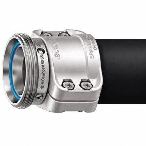 Racor de manguera RVC 75 SS en acero inoxidable AISI 316 con junta NBR azul