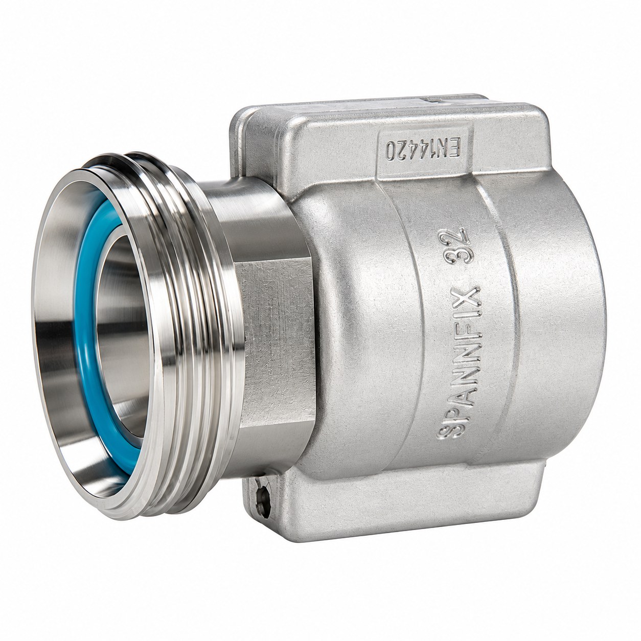 Racor de manguera RVX 32 SS en acero inoxidable para conexiones de manguera de 32 mm