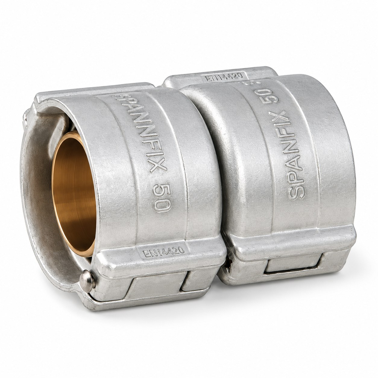 Conector de manguera TSVX 45 Ms en latón con abrazaderas de seguridad SPANNFIX