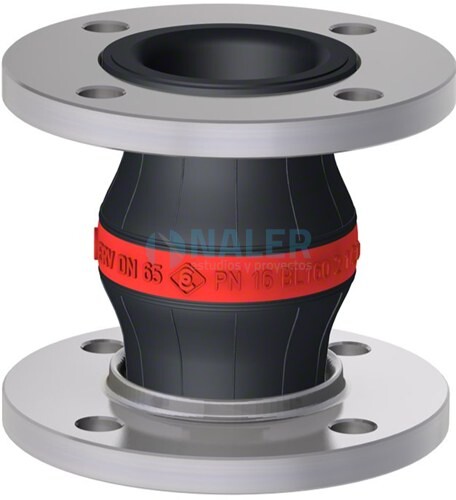Compensador de goma ERV-R 65x160.16 SS para agua y medios técnicos