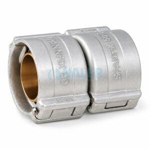 Conector de manguera TSVX 40 Ms en aluminio con doble espiga y abrazaderas de seguridad SPANNFIX